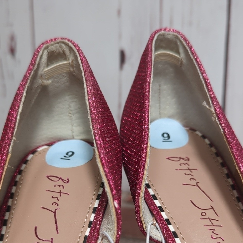 Betsey Johnson Pink Glitter Bow High Heels Party Birthday Coquette Girly 9 NWOT - Picture 12 of 15